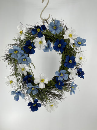 Cosmos Wreath Two-Tone Blue 24"