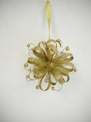 Glitter Ball Ornament Gold 8"