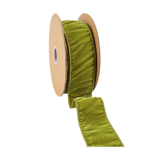 Wired Premium Velvet Ribbon w/ Tissue Back Apple Green 2.5"Wx10yd