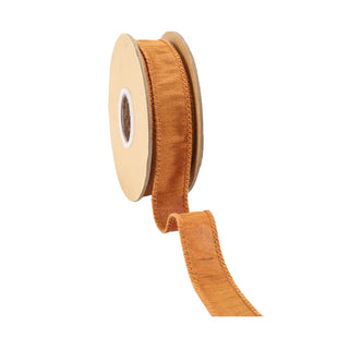 Wired Dupioni Ribbon Copper Brown 1"Wx10yd