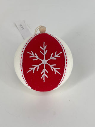 Felt Snowflake Ornament Red/White 4"
