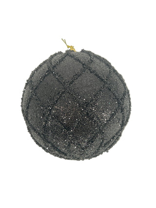 Black Glitter Ball Ornament (Box of 2) 6"