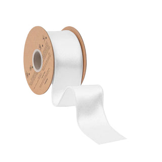 2 1/2" Wired Shimmer Satin Ribbon, White with White Backing, 10 Yd