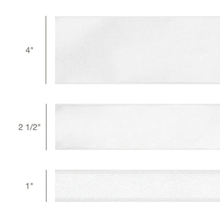 2 1/2" Wired Shimmer Satin Ribbon, White with White Backing, 10 Yd