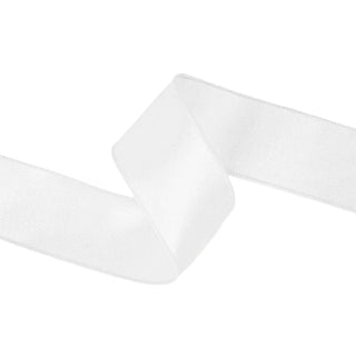 2 1/2" Wired Shimmer Satin Ribbon, White with White Backing, 10 Yd