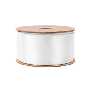 2 1/2" Wired Shimmer Satin Ribbon, White with White Backing, 10 Yd