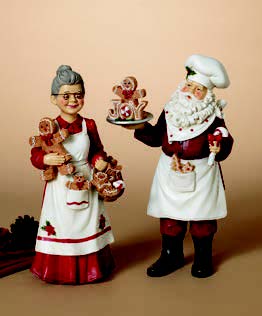 Resin Mr. & Mrs. Chef Santa (2 Asst) 12"