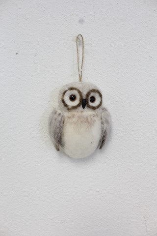 Brown-White Owl Ornament 10x5x12cm