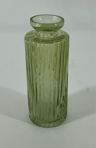 Emerald Ripple Glass Bottle Vase 5.5"Hx2"W