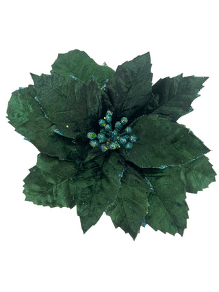 Glitter Velvet Poinsettia Stem Green 23''