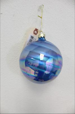 Glass Ball Ornament Blue 4"