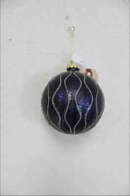 Glass Ball Ornament Dark Blue-Black 4"