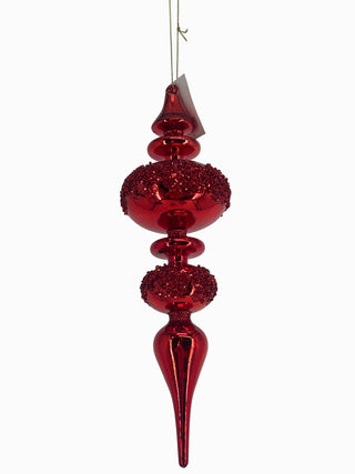 Glass Finial Ornament Red 12"
