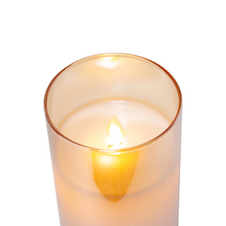 Set of 3 Real Flame-Effect Amber LED Wax Candle 4", 5", 6"