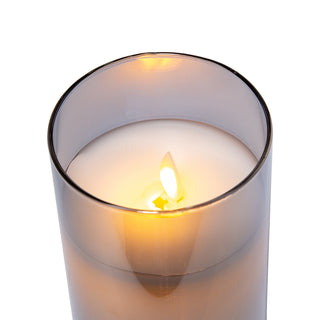 Set of 3 Real Flame-Effect Grey LED Wax Candle 4", 5", 6"