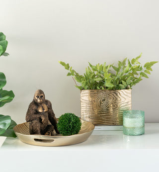 Wavy Rectangle Gold Vase 9.5x7"