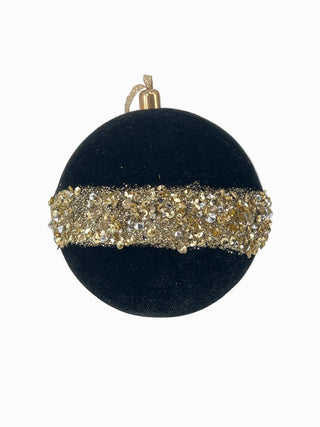 Ball Ornament Black & Gold 5"