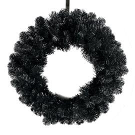 Black Tinsel Wreath 24"