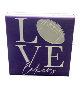 Love Football Wood Block Sign - Lakers 5 x 5”