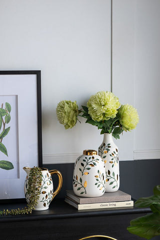 Green Leaf Ceramic Flower Vase 9"