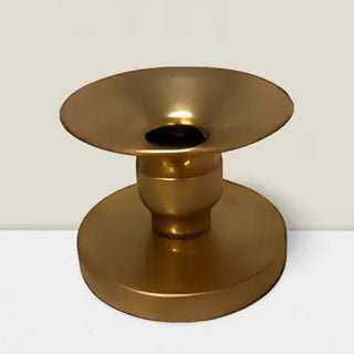 Iron/Gold Taper And Pillar Candleholder 3" X 3.5"