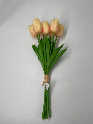 Fresh Touch Tulip Stem Bundle (x7) Coral/Yellow 12"