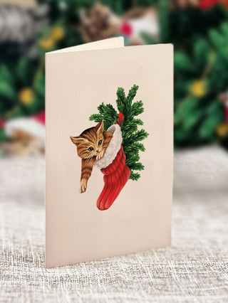 Mini Meowy Christmas Tree Pop-Up Greeting Card