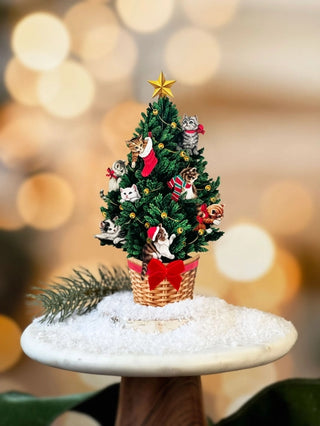 Mini Meowy Christmas Tree Pop-Up Greeting Card