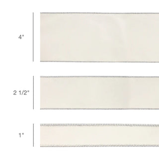 Reversible Classic Velvet Wired Ribbon White/Silver 2 1/2" x  10Yd
