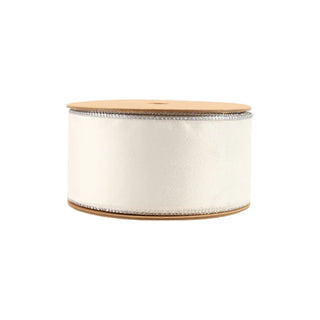Reversible Classic Velvet Wired Ribbon White/Silver 2 1/2" x  10Yd