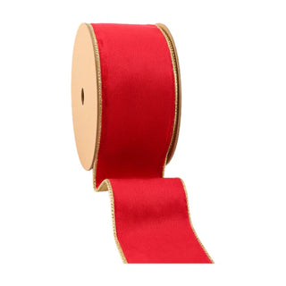 Reversible Classic Velvet Wired Ribbon Red/Gold 2.5"Wx10yd