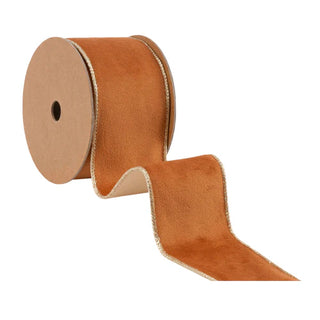 Reversible Classic Velvet Wired Ribbon Rust/Gold 2.5"Wx10yd