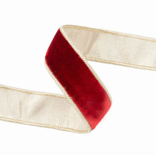 Wired Premium Velvet Ribbon Red w/ Gold Metallic Backing 1.5"Wx10yd