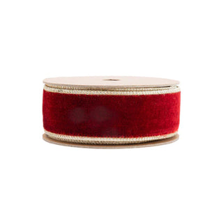 Wired Premium Velvet Ribbon Red w/ Gold Metallic Backing 1.5"Wx10yd