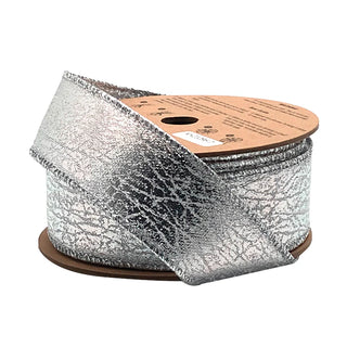 Wired Ribbon Silver Faux Leather 1/2" x 10Yd
