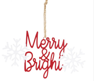 Red and White Phrase Ornament (2 Asst)