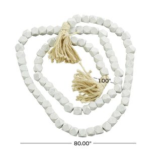 Wood Bead Garland White 80"L