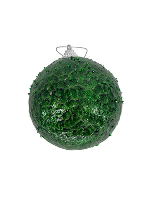 Pearl Frost Ball Ornament Green 4"