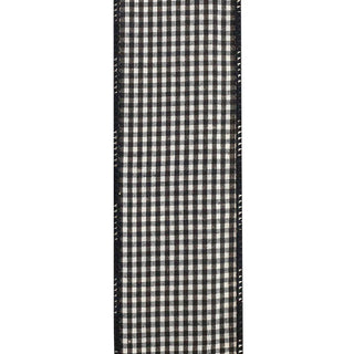 Check 2-Sided Dupione Deluxe Wired Black-White 2.5" x 10yd