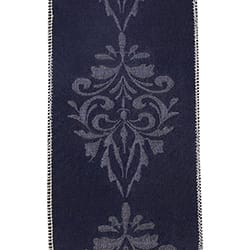 Crest Dupioni Wired Ribbon Navy/Silver 4" x 5 Yd
