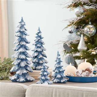 Resin Snowy Tree Blue 13.25" - Large