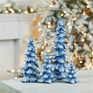 Resin Snowy Tree Blue 6.5" - Small