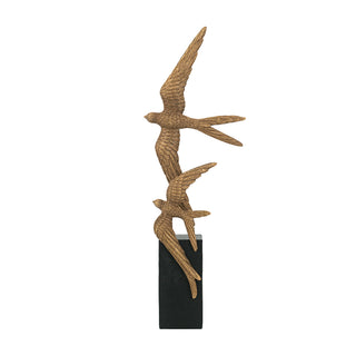 Bronze Soaring Bird Sculpture on Black Stand 15.5"