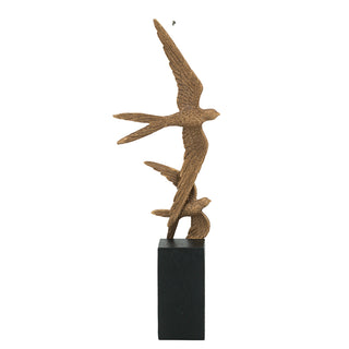 Bronze Soaring Bird Sculpture on Black Stand 15.5"