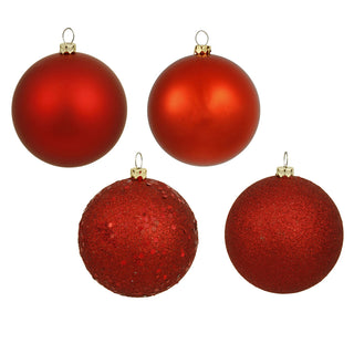Red Ball Ornament 6" (Bag of 4 Asst)