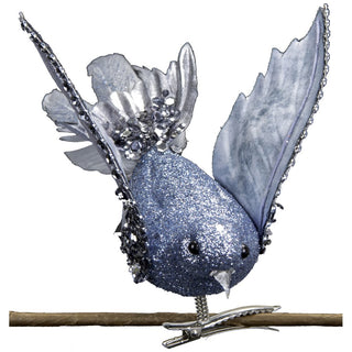 Glittered And Diamond Bird Clip Blue 7X3"