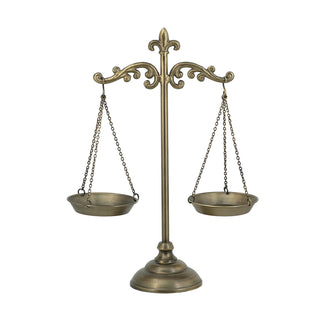 Decorative Bronze Iron Balance Scales with Ornate Scrollwork Design 14" x 5" x 17.5"