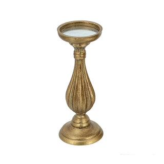 Ornate Wooden Candle Holder with Antique Gold Finish 11"