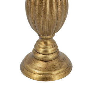 Ornate Wooden Candle Holder with Antique Gold Finish 11"