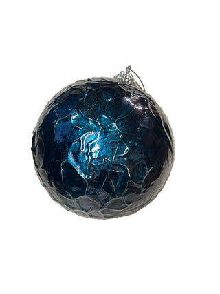 Crinkle Foil Ball Ornament Midnight Blue 4"